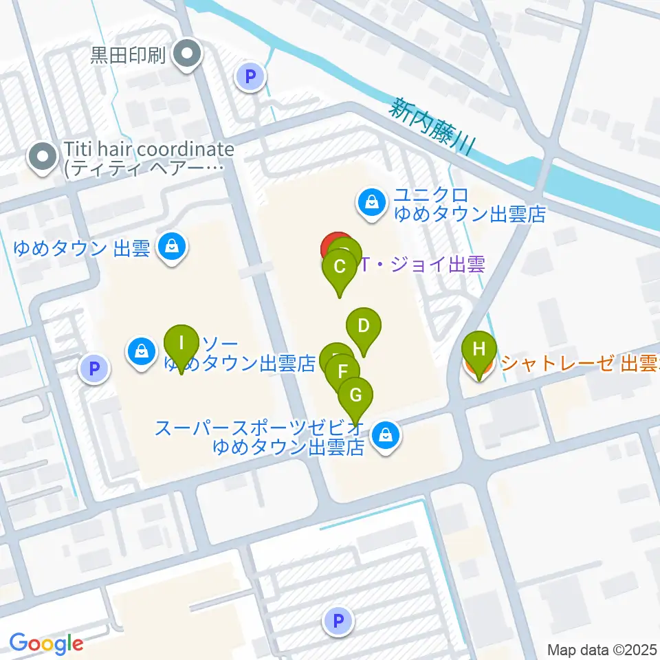 T・ジョイ出雲周辺のファミレス・ファーストフード一覧地図