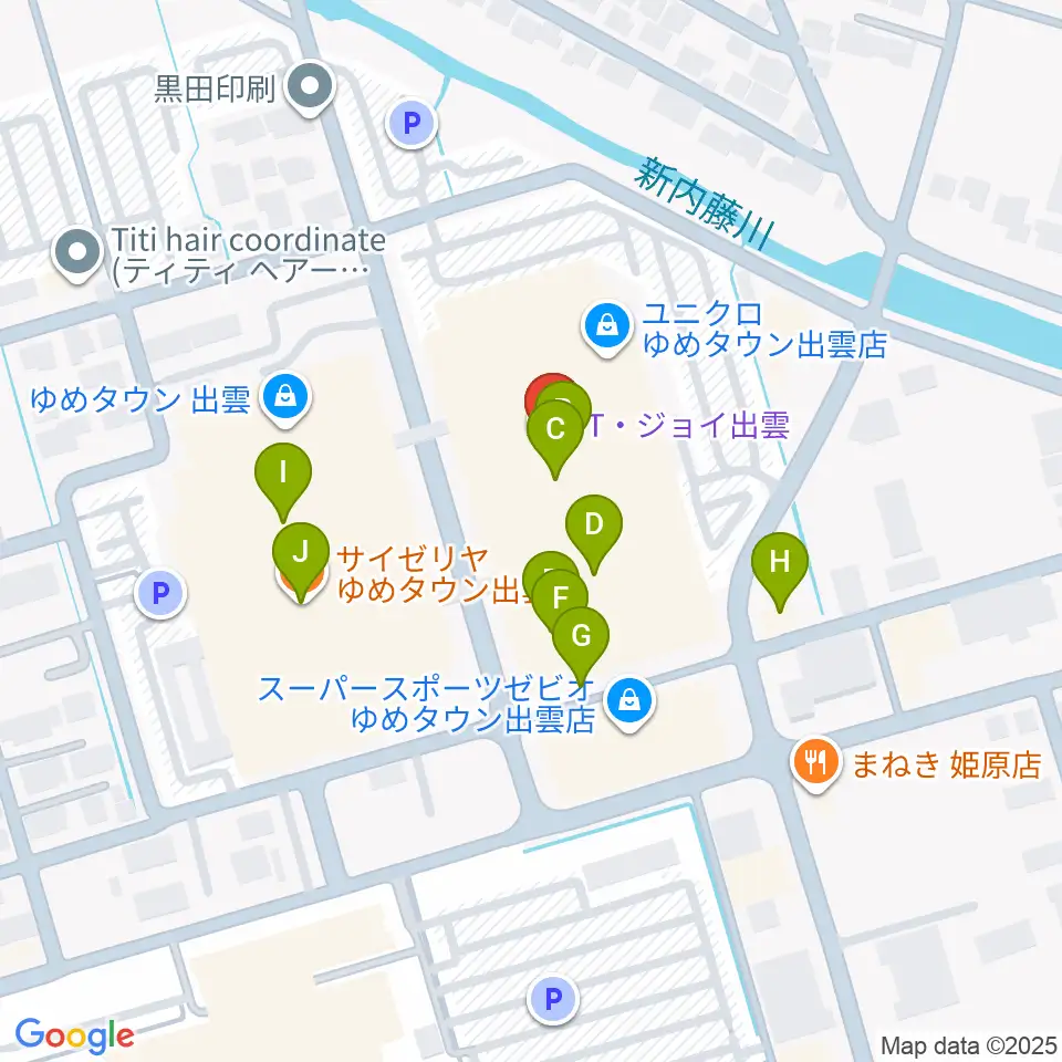 T・ジョイ出雲周辺のファミレス・ファーストフード一覧地図