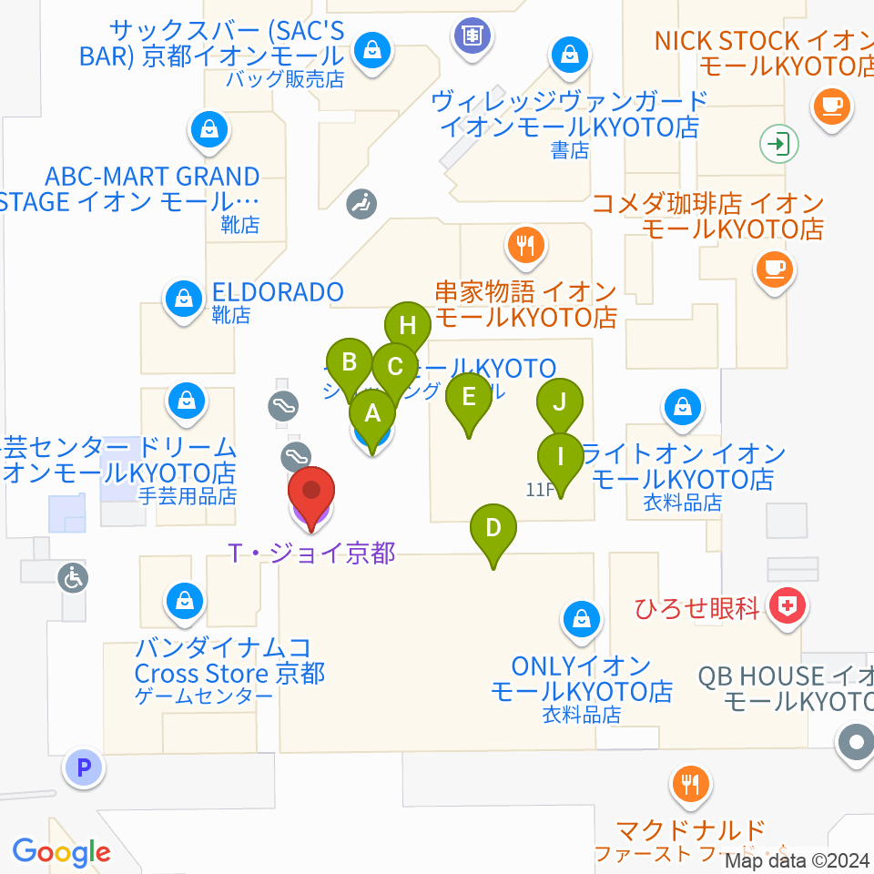 T・ジョイ京都周辺のファミレス・ファーストフード一覧地図