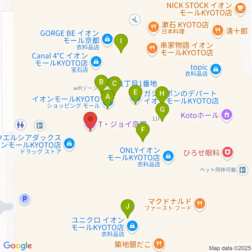 T・ジョイ京都周辺のファミレス・ファーストフード一覧地図