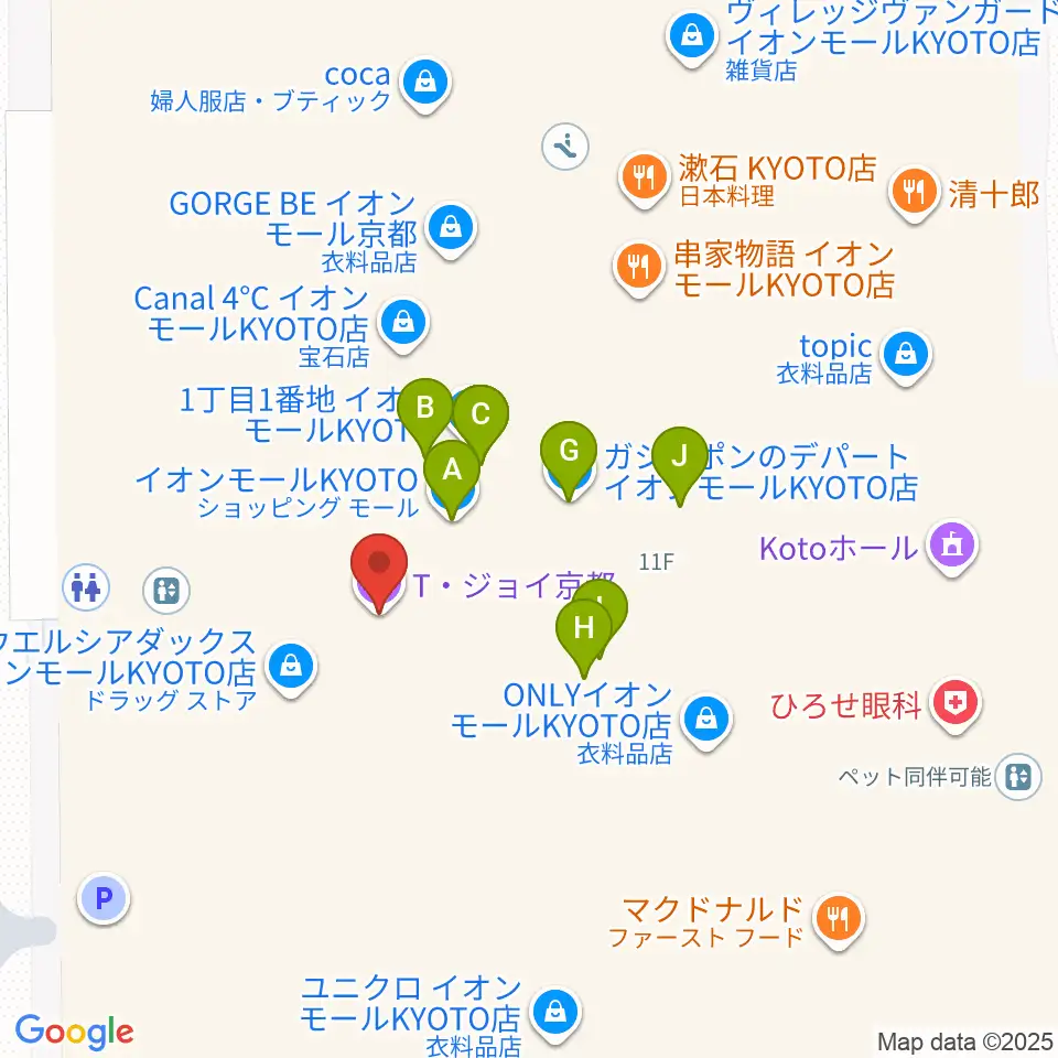 T・ジョイ京都周辺のファミレス・ファーストフード一覧地図