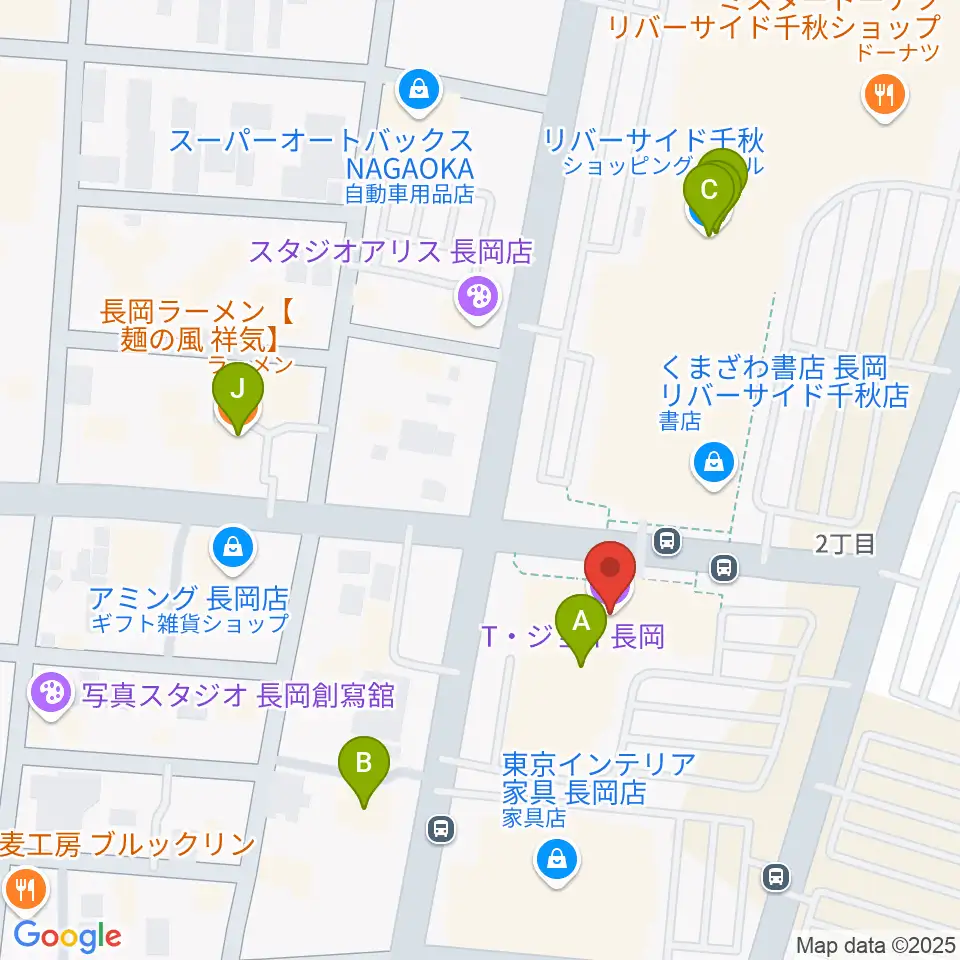 T・ジョイ長岡周辺のファミレス・ファーストフード一覧地図