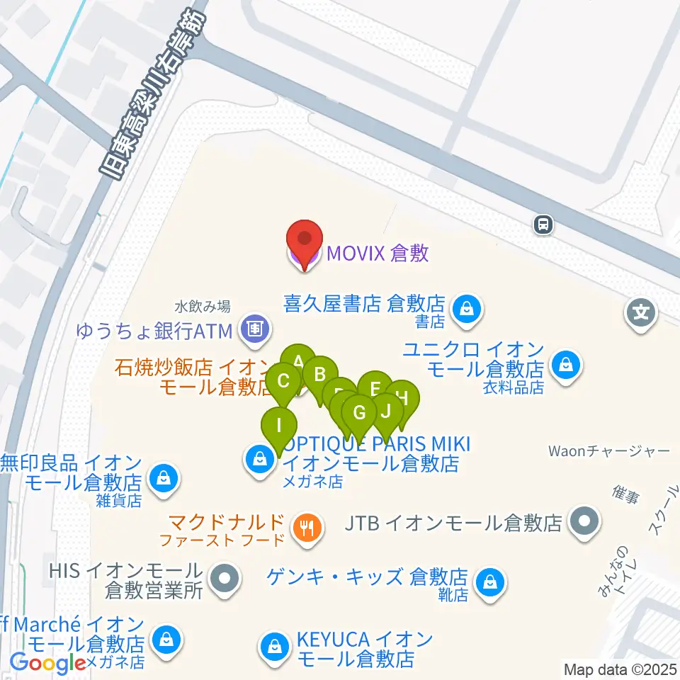 MOVIX倉敷周辺のファミレス・ファーストフード一覧地図