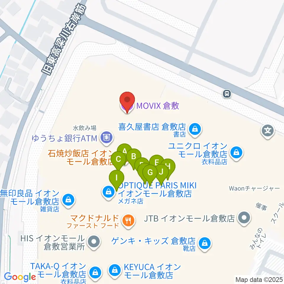 MOVIX倉敷周辺のファミレス・ファーストフード一覧地図