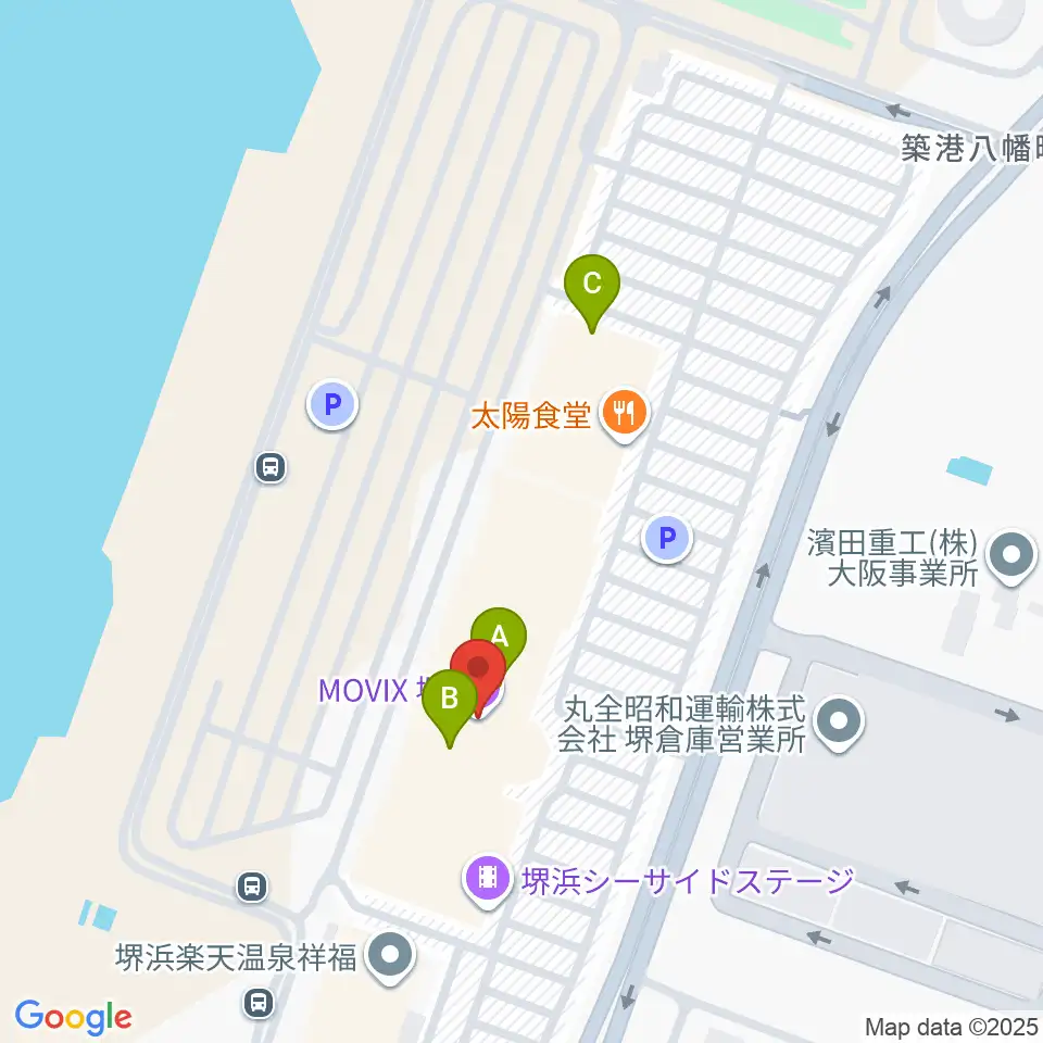 MOVIX堺周辺のファミレス・ファーストフード一覧地図
