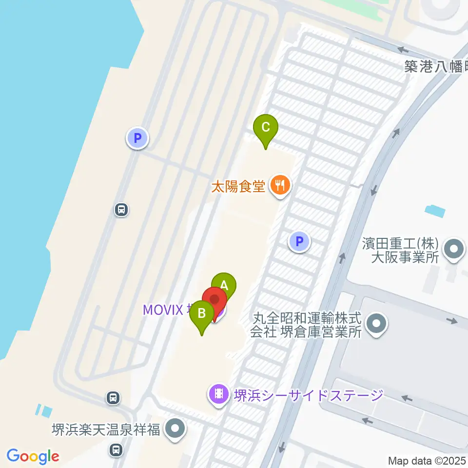 MOVIX堺周辺のファミレス・ファーストフード一覧地図