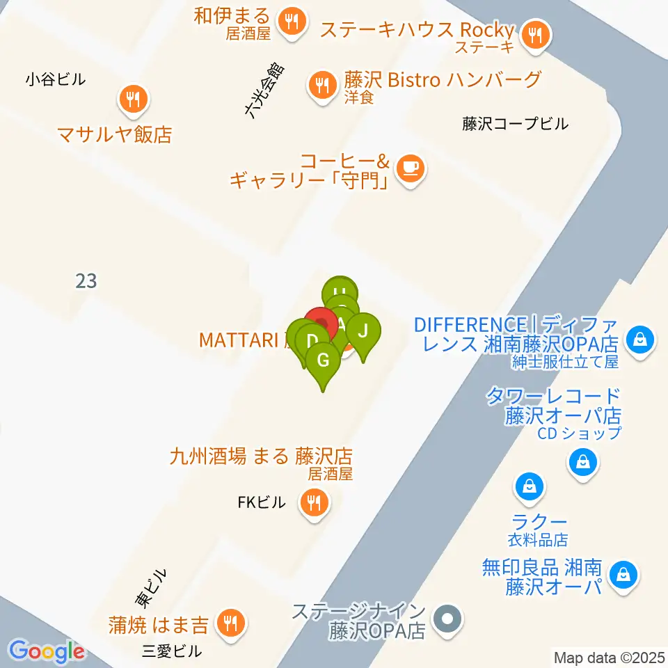 湘南bit周辺のファミレス・ファーストフード一覧地図