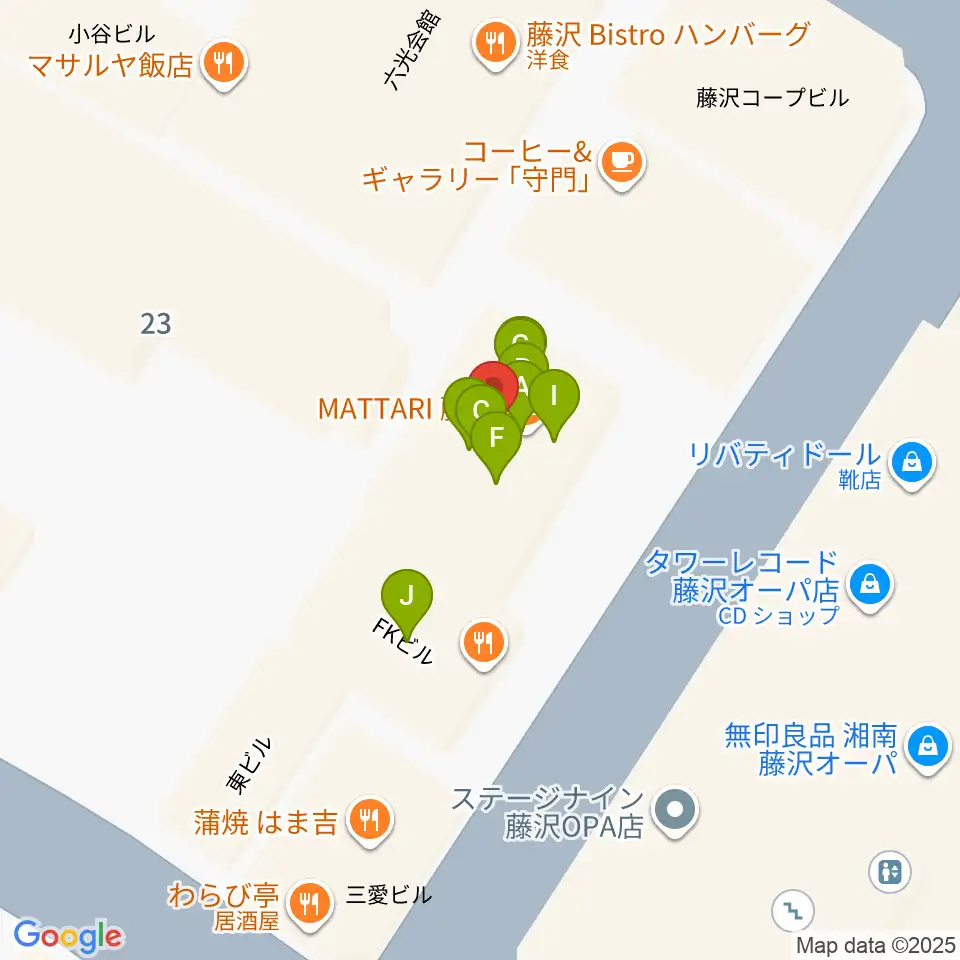湘南bit周辺のファミレス・ファーストフード一覧地図