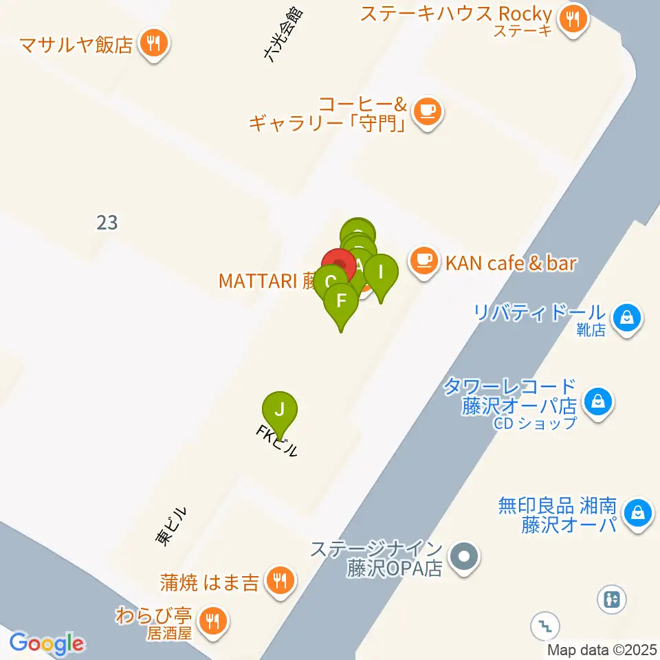 湘南bit周辺のファミレス・ファーストフード一覧地図