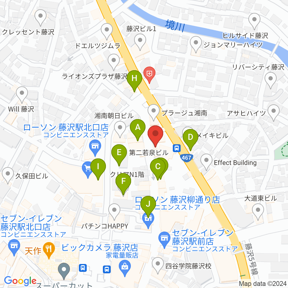 若泉楽器店周辺のファミレス・ファーストフード一覧地図