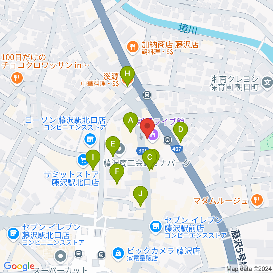 若泉楽器店周辺のファミレス・ファーストフード一覧地図