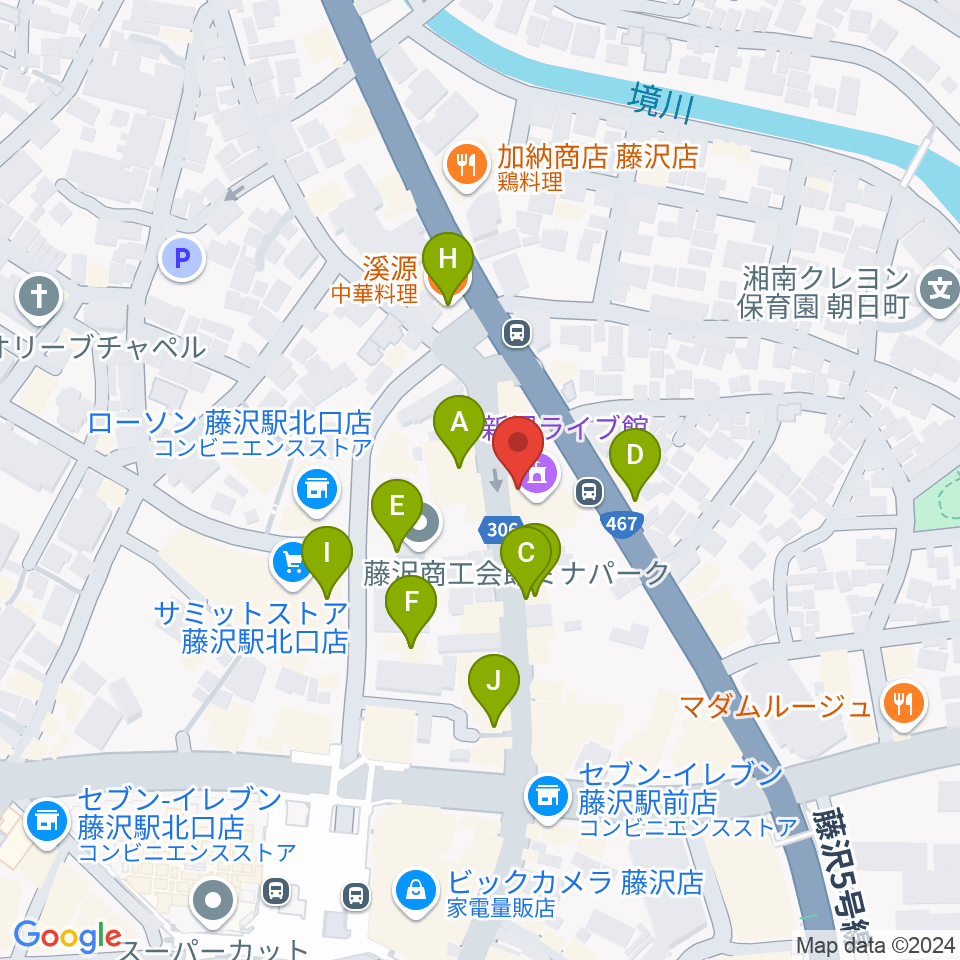 若泉楽器店周辺のファミレス・ファーストフード一覧地図