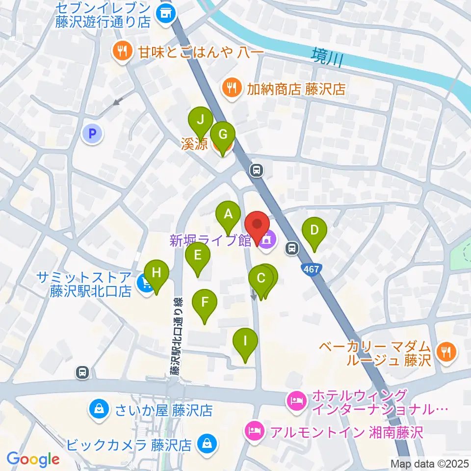 若泉楽器店周辺のファミレス・ファーストフード一覧地図