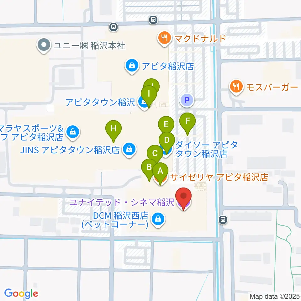 ユナイテッド・シネマ稲沢周辺のファミレス・ファーストフード一覧地図