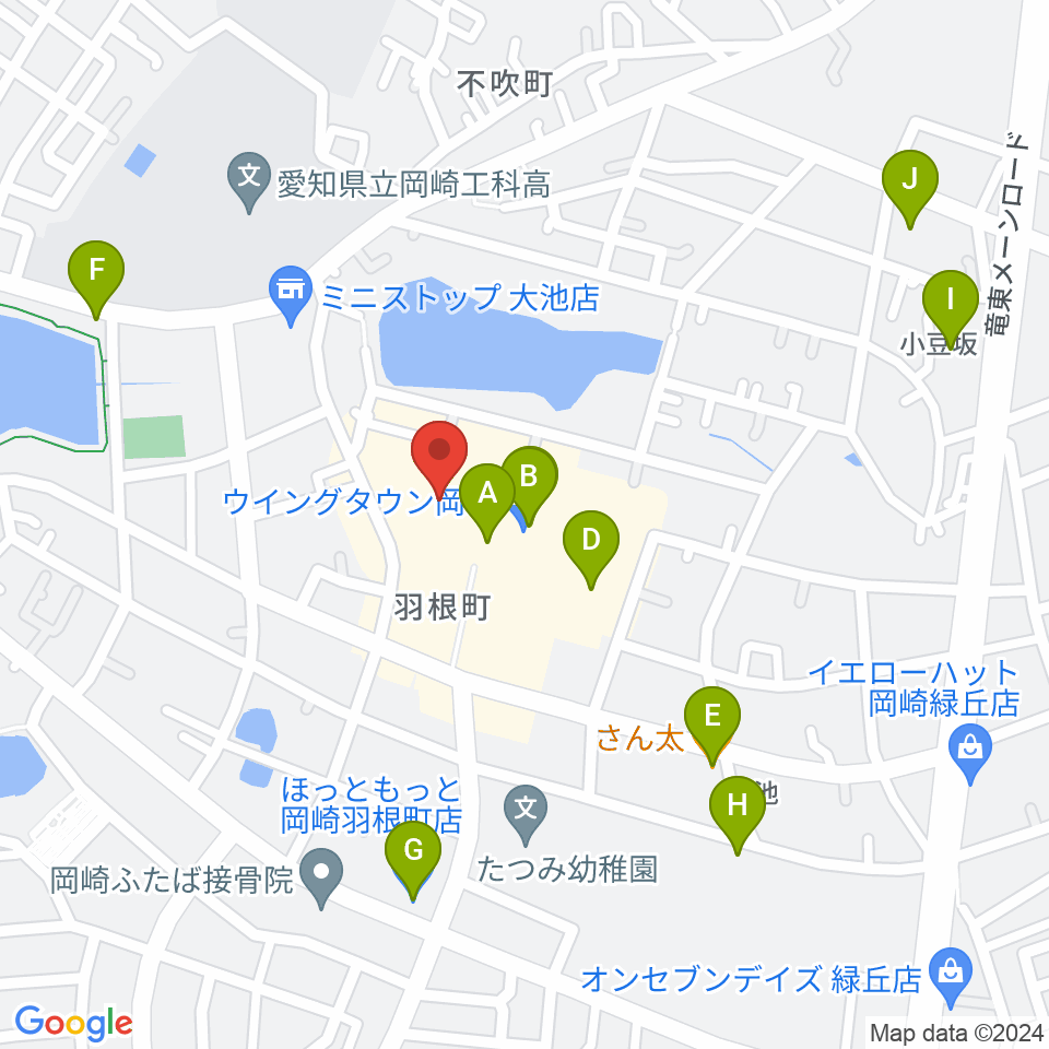 ユナイテッド・シネマ岡崎周辺のファミレス・ファーストフード一覧地図