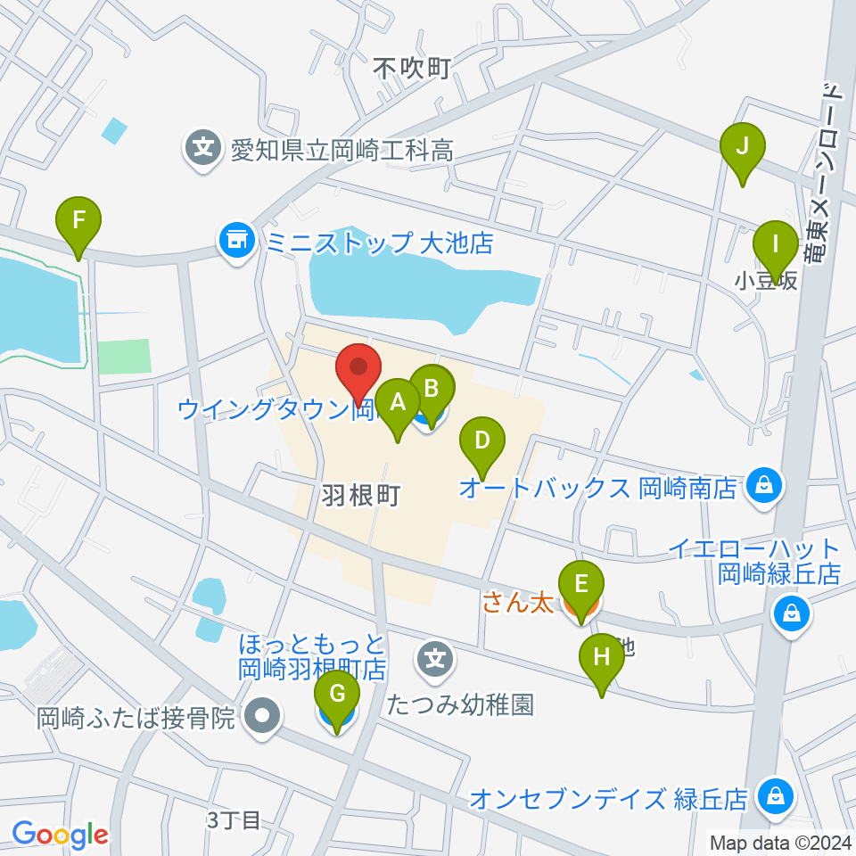 ユナイテッド・シネマ岡崎周辺のファミレス・ファーストフード一覧地図