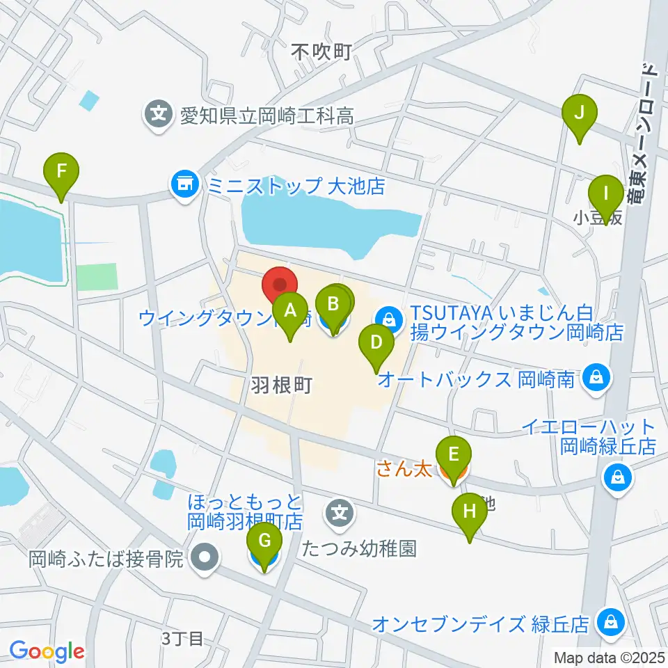 ユナイテッド・シネマ岡崎周辺のファミレス・ファーストフード一覧地図