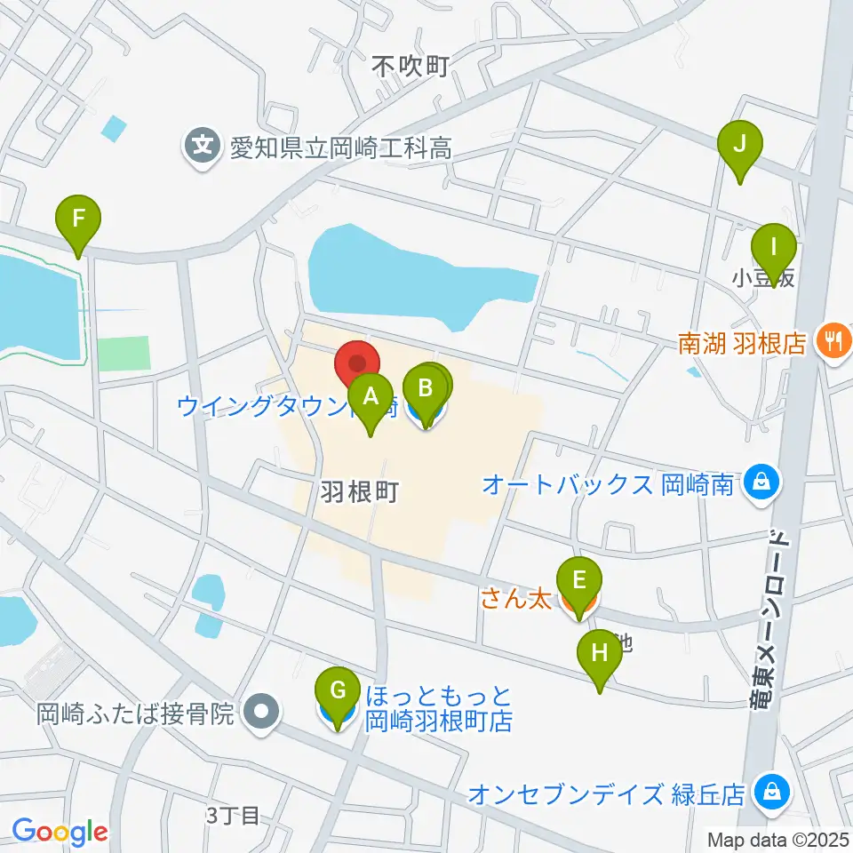 ローソン・ユナイテッドシネマ岡崎周辺のファミレス・ファーストフード一覧地図