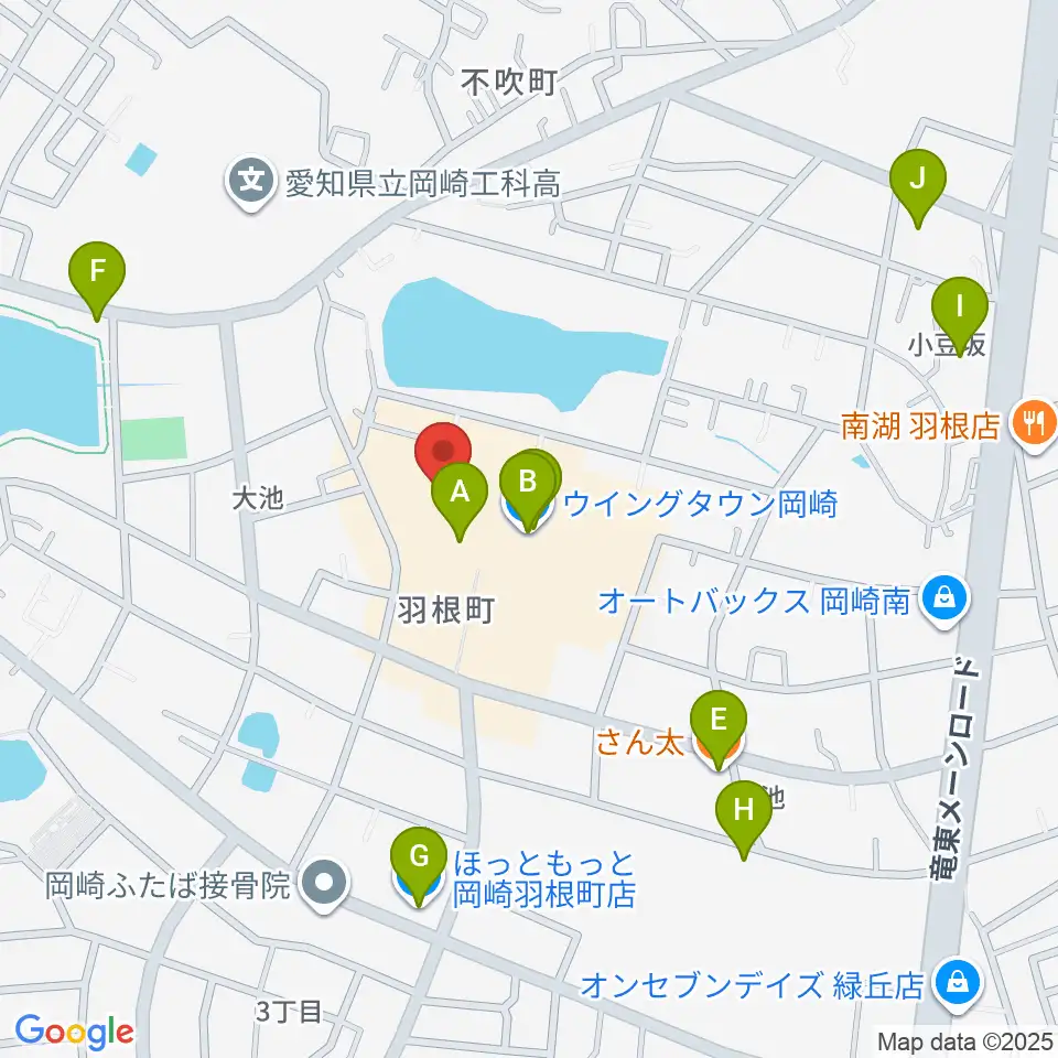ローソン・ユナイテッドシネマ岡崎周辺のファミレス・ファーストフード一覧地図