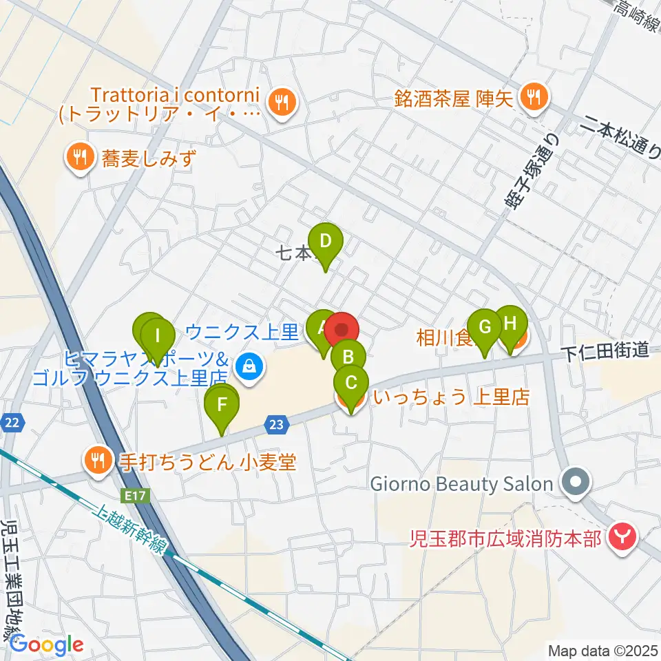 ユナイテッド・シネマ ウニクス上里周辺のファミレス・ファーストフード一覧地図