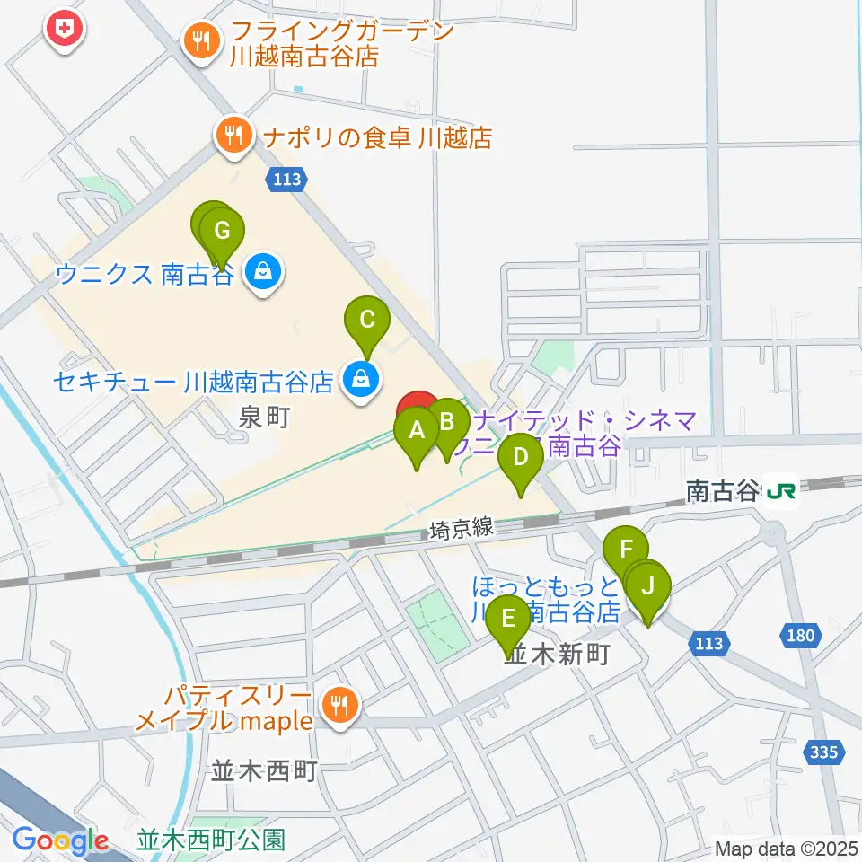 ユナイテッド・シネマ ウニクス南古谷周辺のファミレス・ファーストフード一覧地図