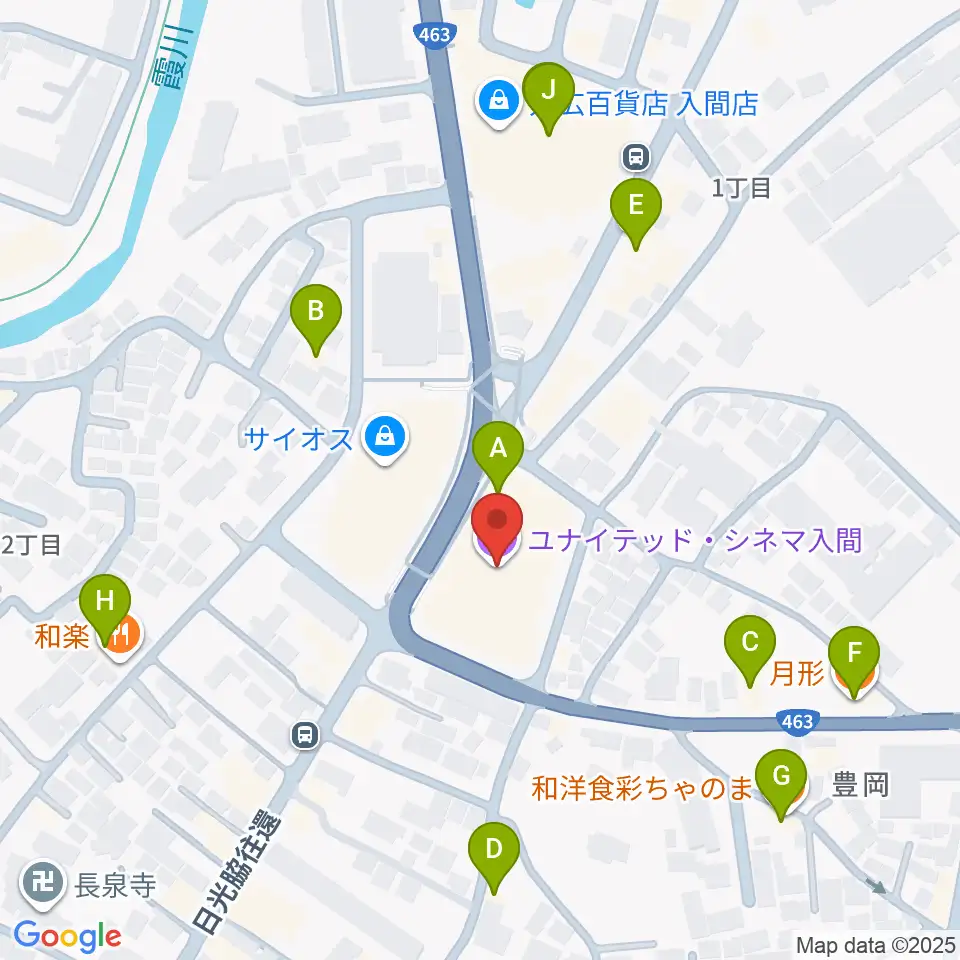 ローソン・ユナイテッドシネマ入間周辺のファミレス・ファーストフード一覧地図