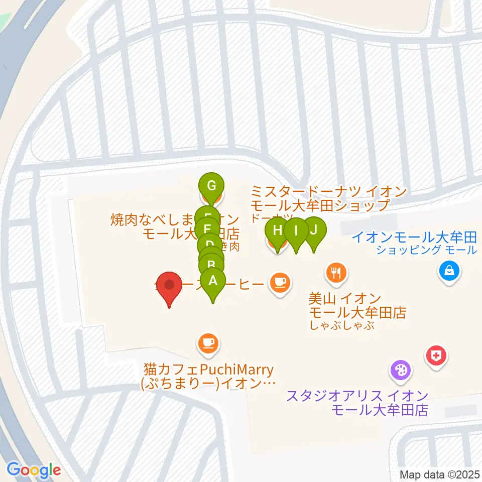 セントラルシネマ大牟田周辺のファミレス・ファーストフード一覧地図