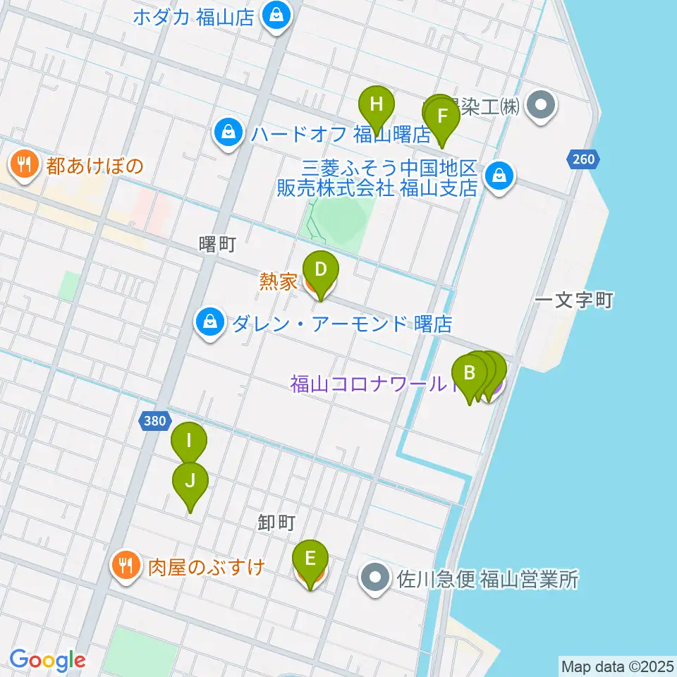 シネマワールド福山周辺のファミレス・ファーストフード一覧地図