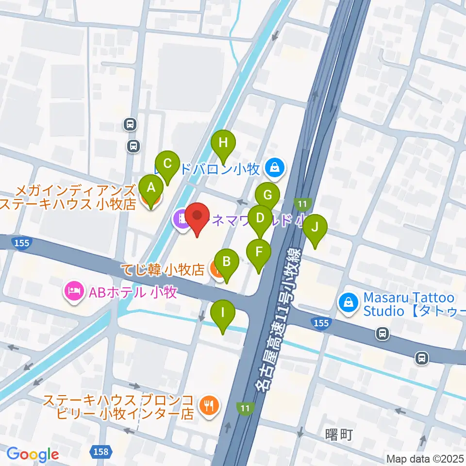 シネマワールド小牧周辺のファミレス・ファーストフード一覧地図