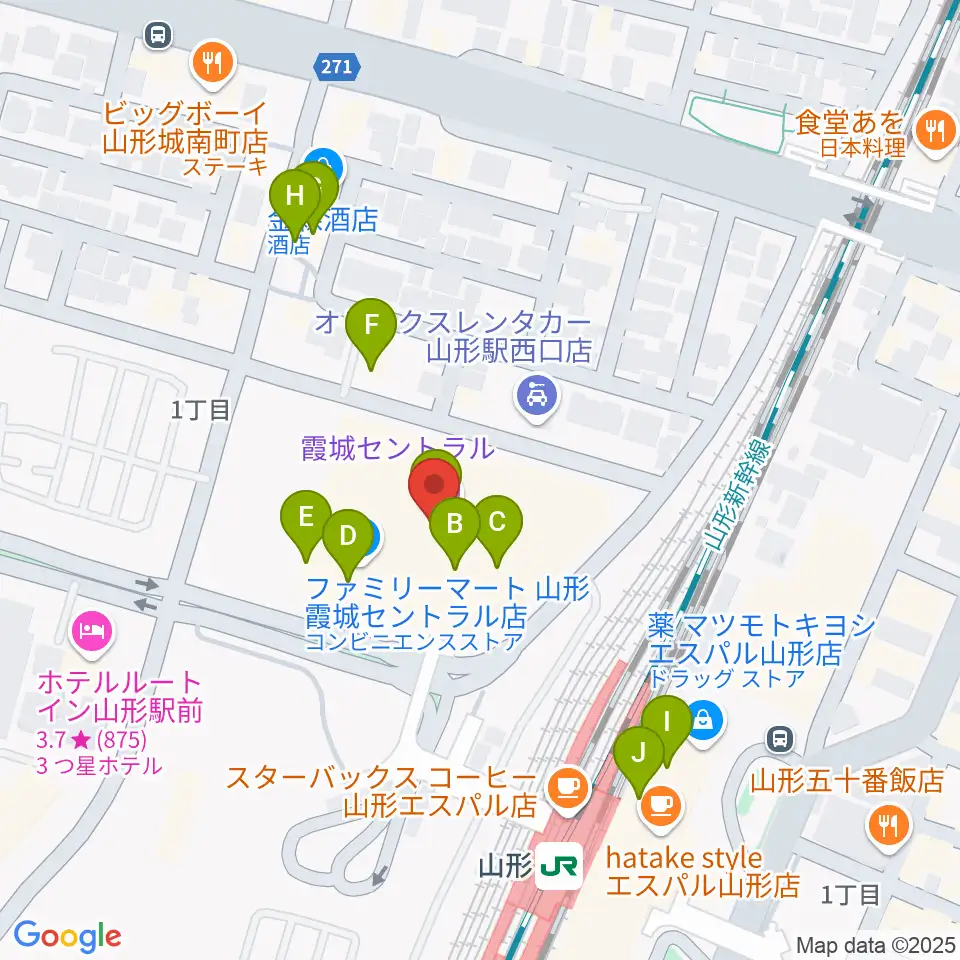 ソラリス山形周辺のファミレス・ファーストフード一覧地図