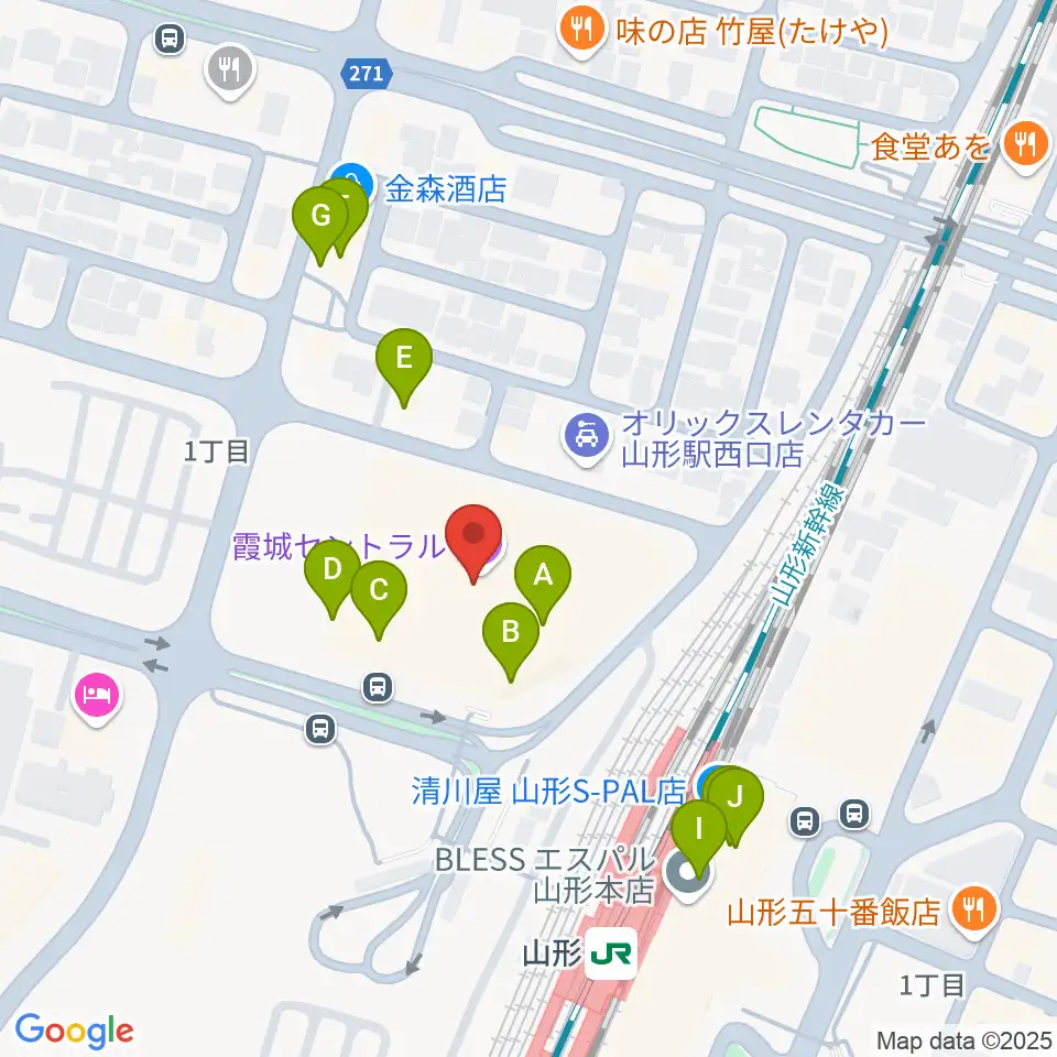 ソラリス山形周辺のファミレス・ファーストフード一覧地図