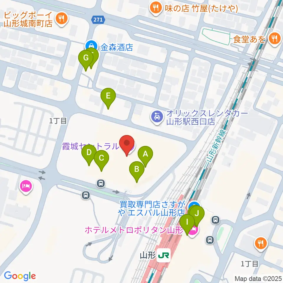 ソラリス山形周辺のファミレス・ファーストフード一覧地図