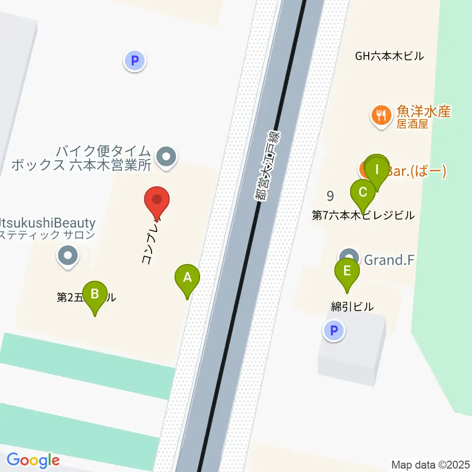 六本木トリコロールシアター周辺のファミレス・ファーストフード一覧地図