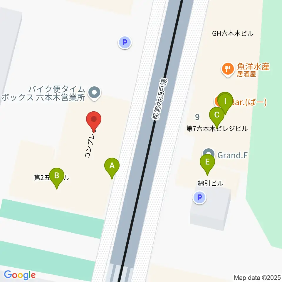 六本木トリコロールシアター周辺のファミレス・ファーストフード一覧地図