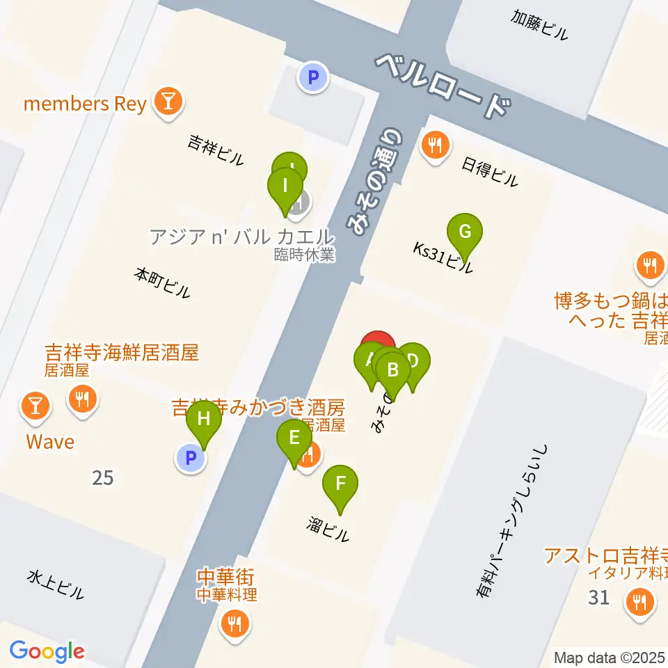 音吉！MEG周辺のファミレス・ファーストフード一覧地図