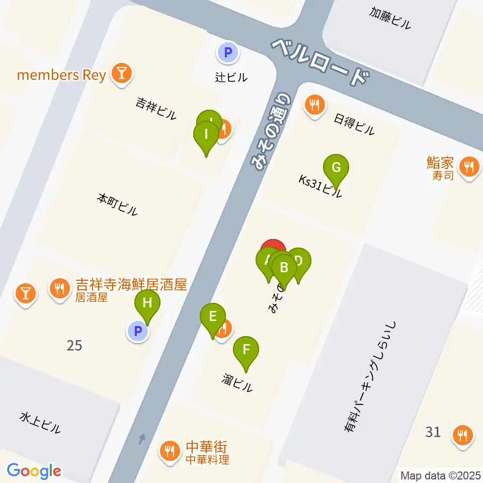 音吉！MEG周辺のファミレス・ファーストフード一覧地図