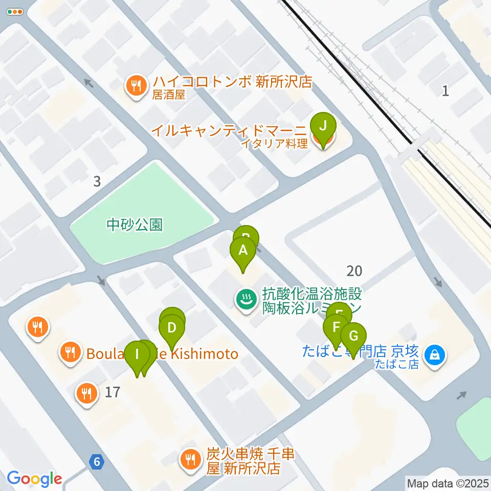 サワダ楽器修理工房周辺のファミレス・ファーストフード一覧地図