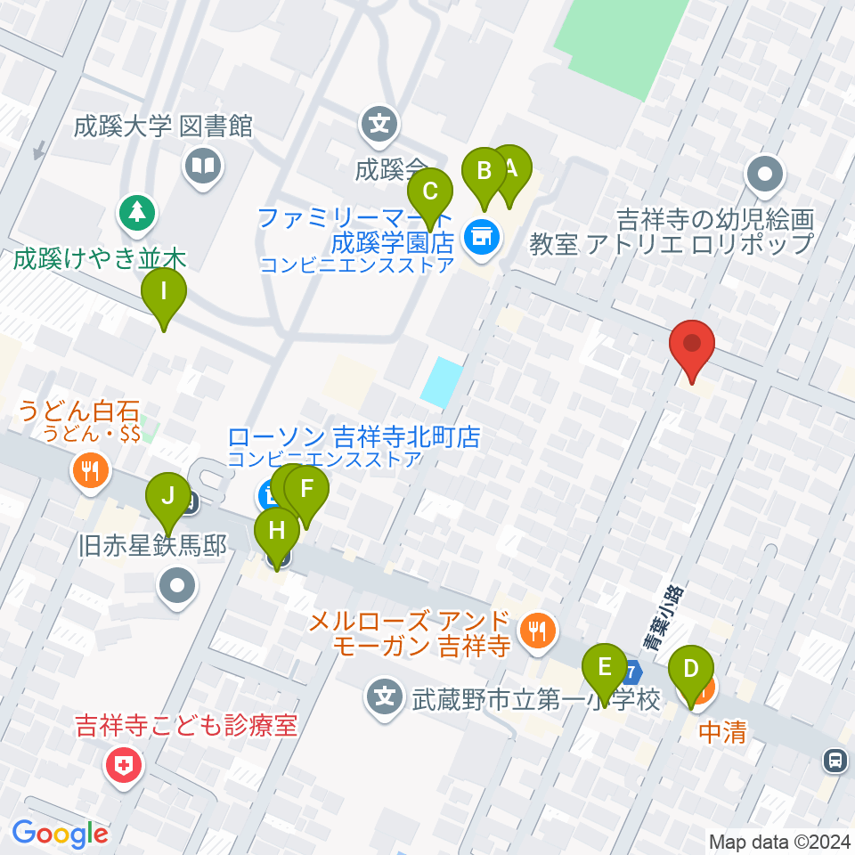 管楽器修理工房Prosit周辺のファミレス・ファーストフード一覧地図