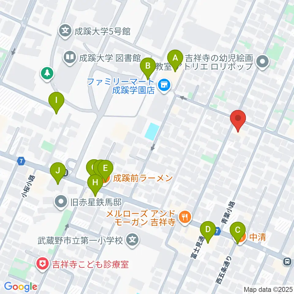 管楽器修理工房Prosit周辺のファミレス・ファーストフード一覧地図