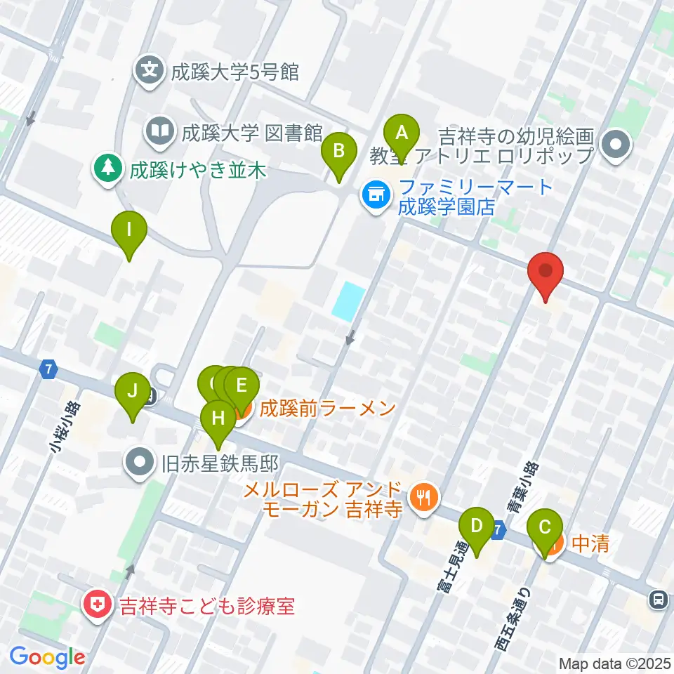 管楽器修理工房Prosit周辺のファミレス・ファーストフード一覧地図