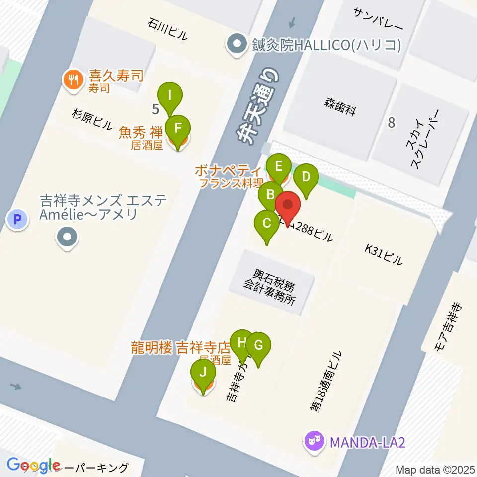 吉祥寺 南郷7丁目周辺のファミレス・ファーストフード一覧地図