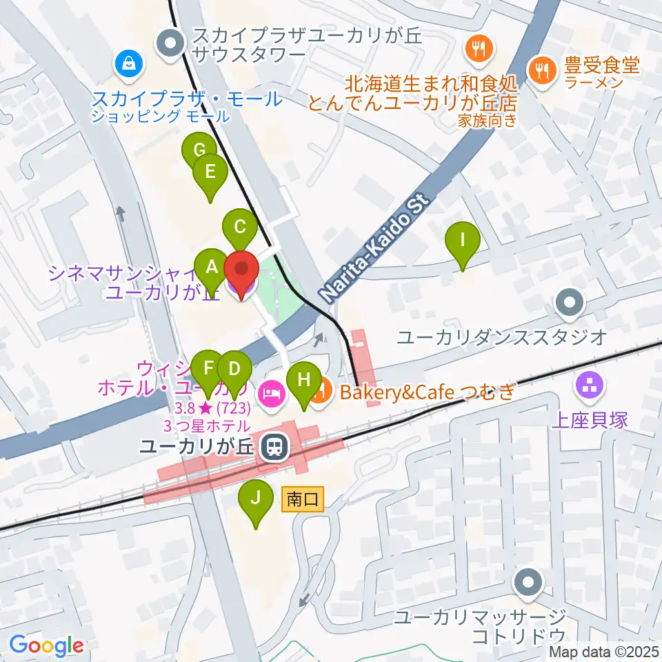 シネマサンシャインユーカリが丘周辺のファミレス・ファーストフード一覧地図