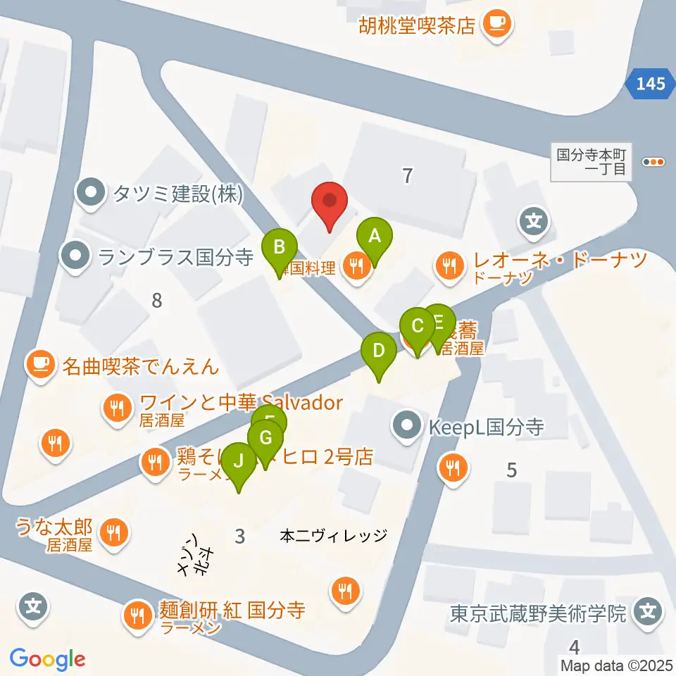 国分寺ART×JAZZ M's周辺のファミレス・ファーストフード一覧地図