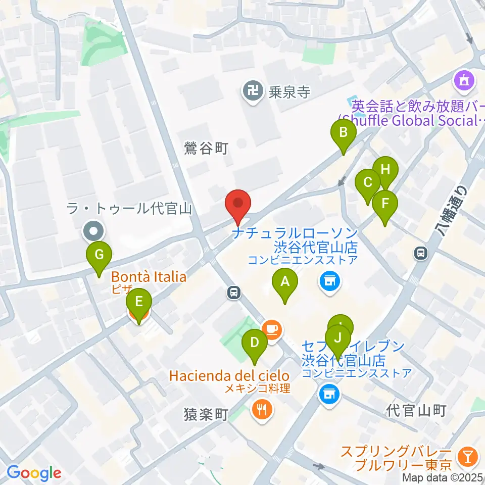 未来太鼓道場 みらい代官山スタジオ周辺のファミレス・ファーストフード一覧地図