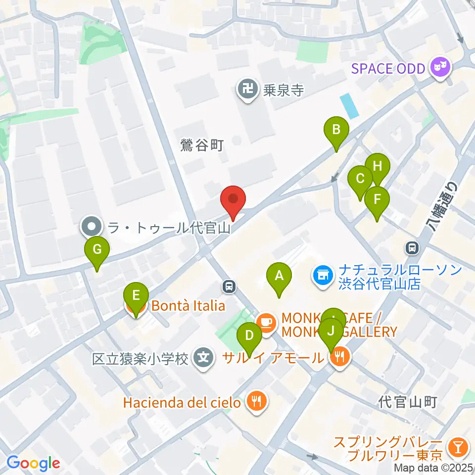 未来太鼓道場 みらい代官山スタジオ周辺のファミレス・ファーストフード一覧地図