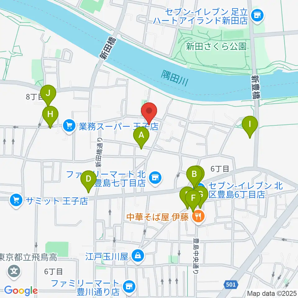 東京バビロン周辺のファミレス・ファーストフード一覧地図