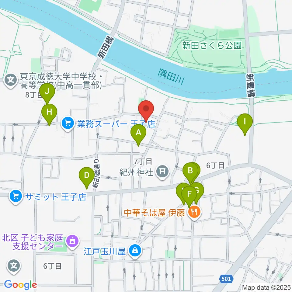 東京バビロン周辺のファミレス・ファーストフード一覧地図
