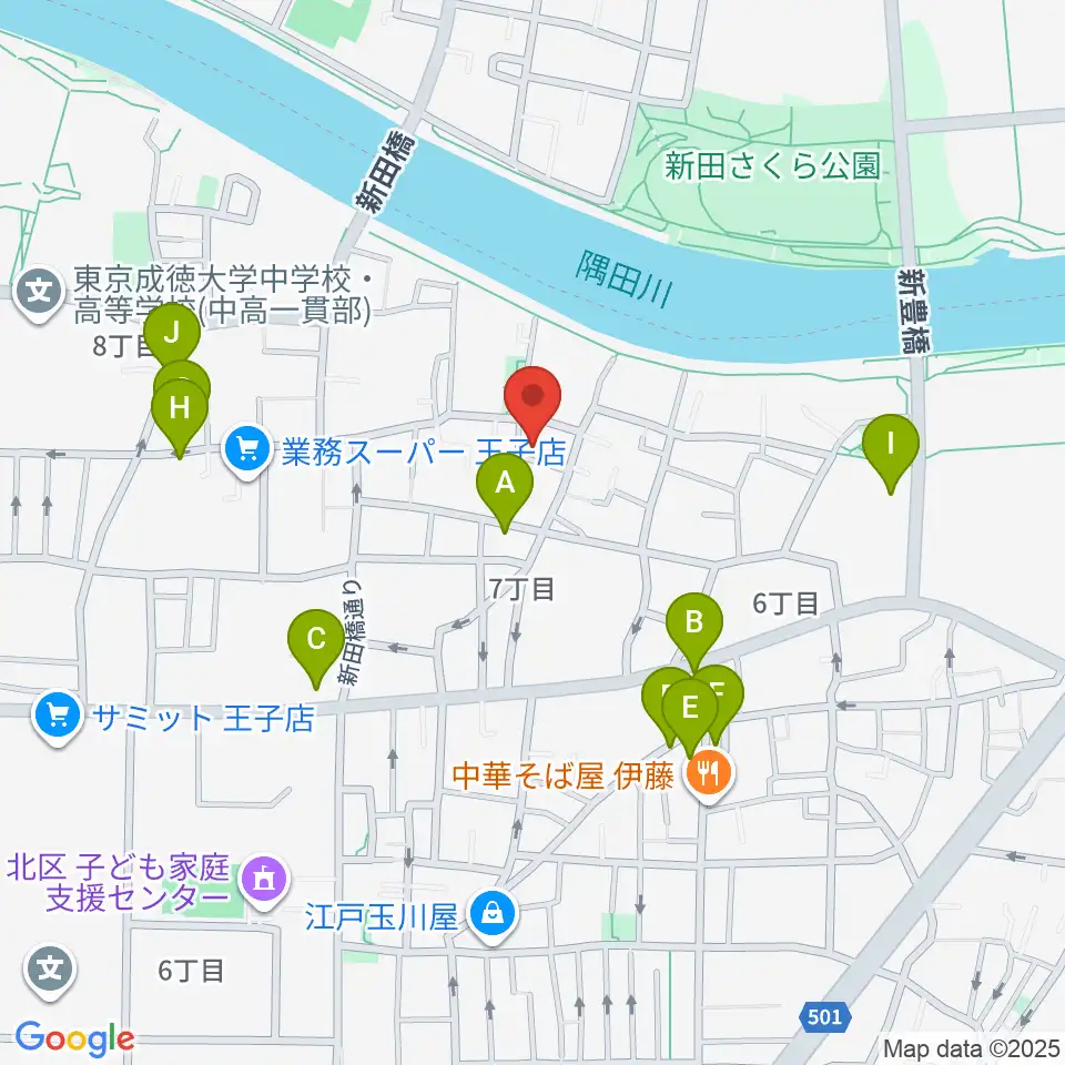 東京バビロン周辺のファミレス・ファーストフード一覧地図