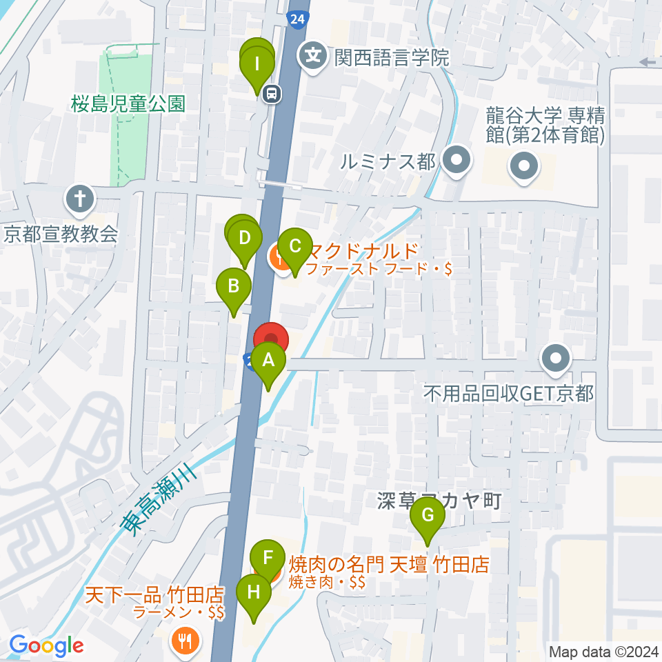 京都Annie's Cafe周辺のファミレス・ファーストフード一覧地図