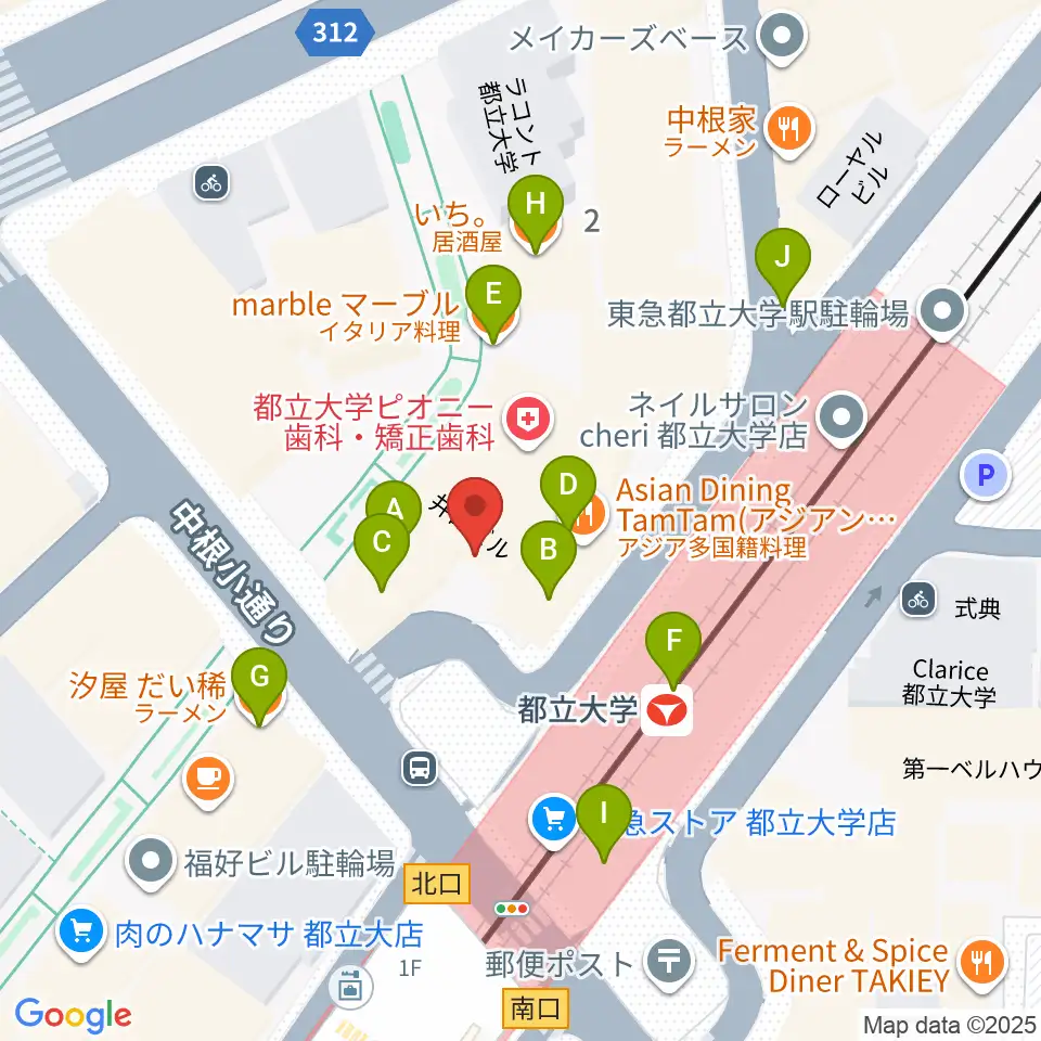 カワイ音楽教室 都立大学センター周辺のファミレス・ファーストフード一覧地図